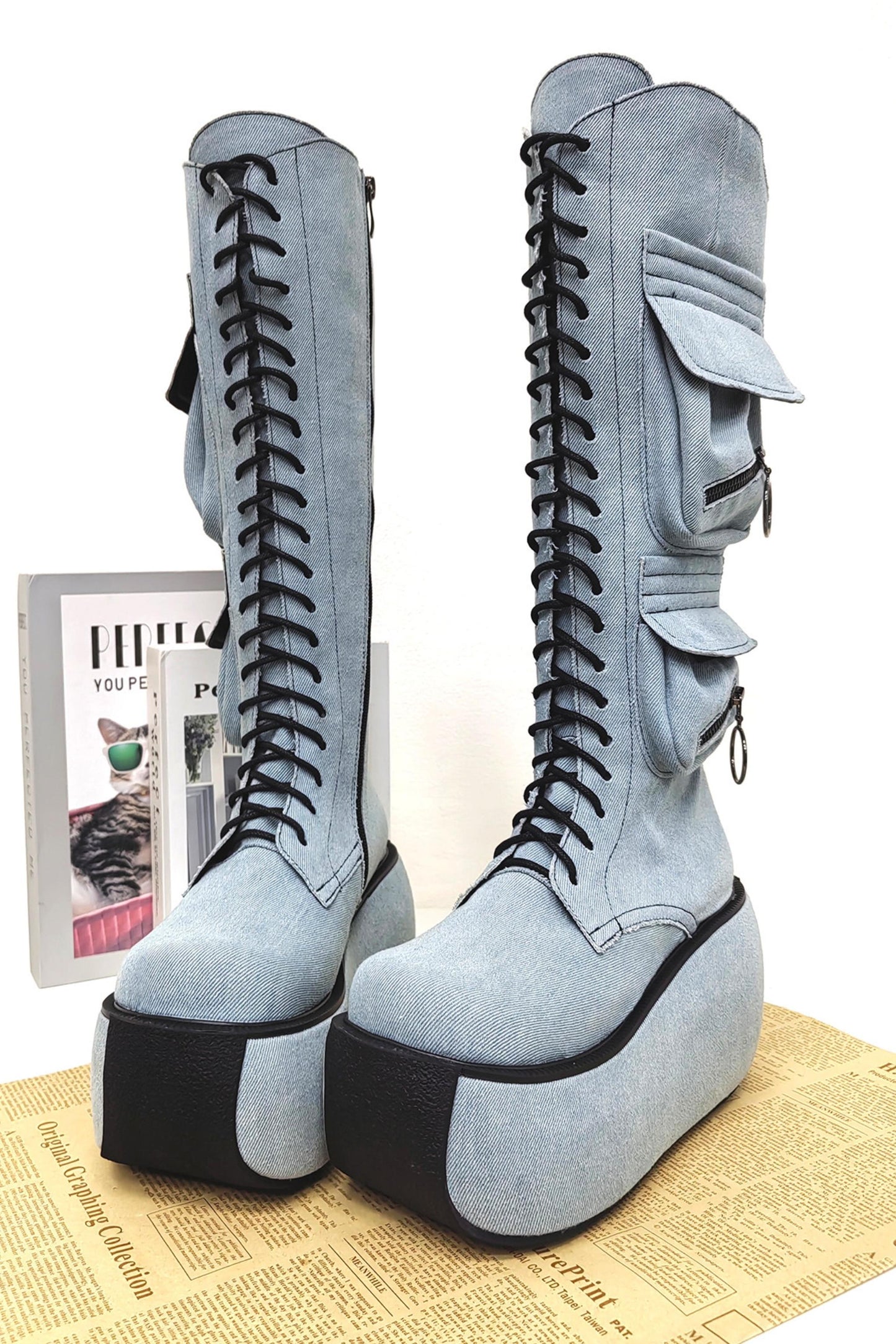 Punk-Plateau-Stiefel mit ultrahohem Absatz