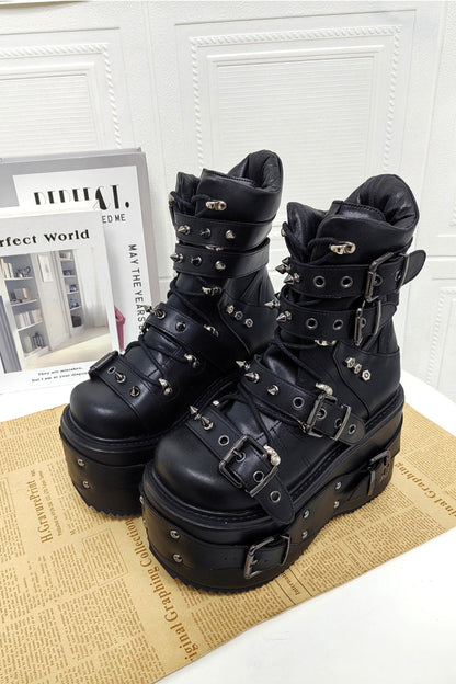 Punk-Nieten-Plateau-Stiefel