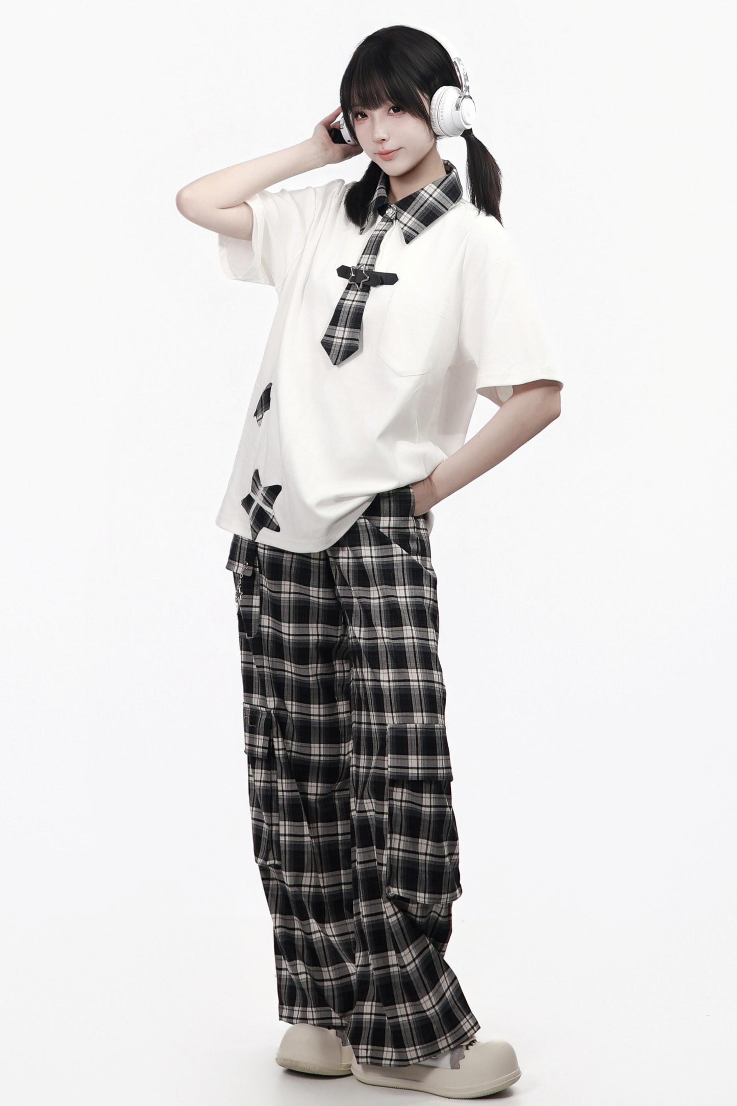 Plaid Necktie Subculture Uniform Set