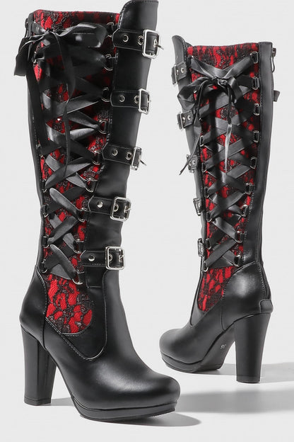 Gothic Lace-Up Long Boots