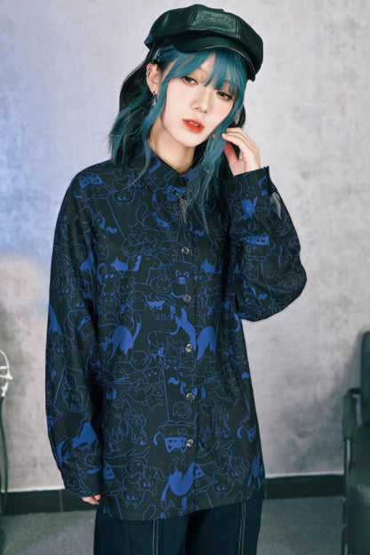 Stellar Meow Full Print Blouse