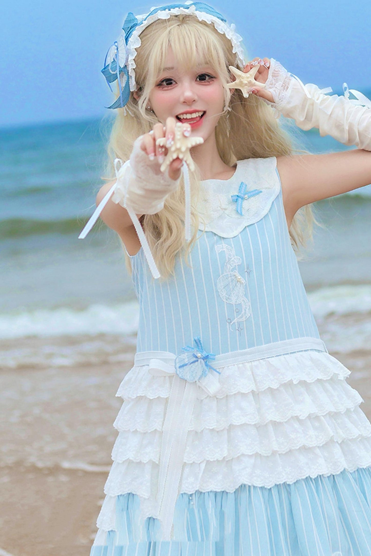 Blue Marine Fairy Lace Lolita Dress + Top + Skirt