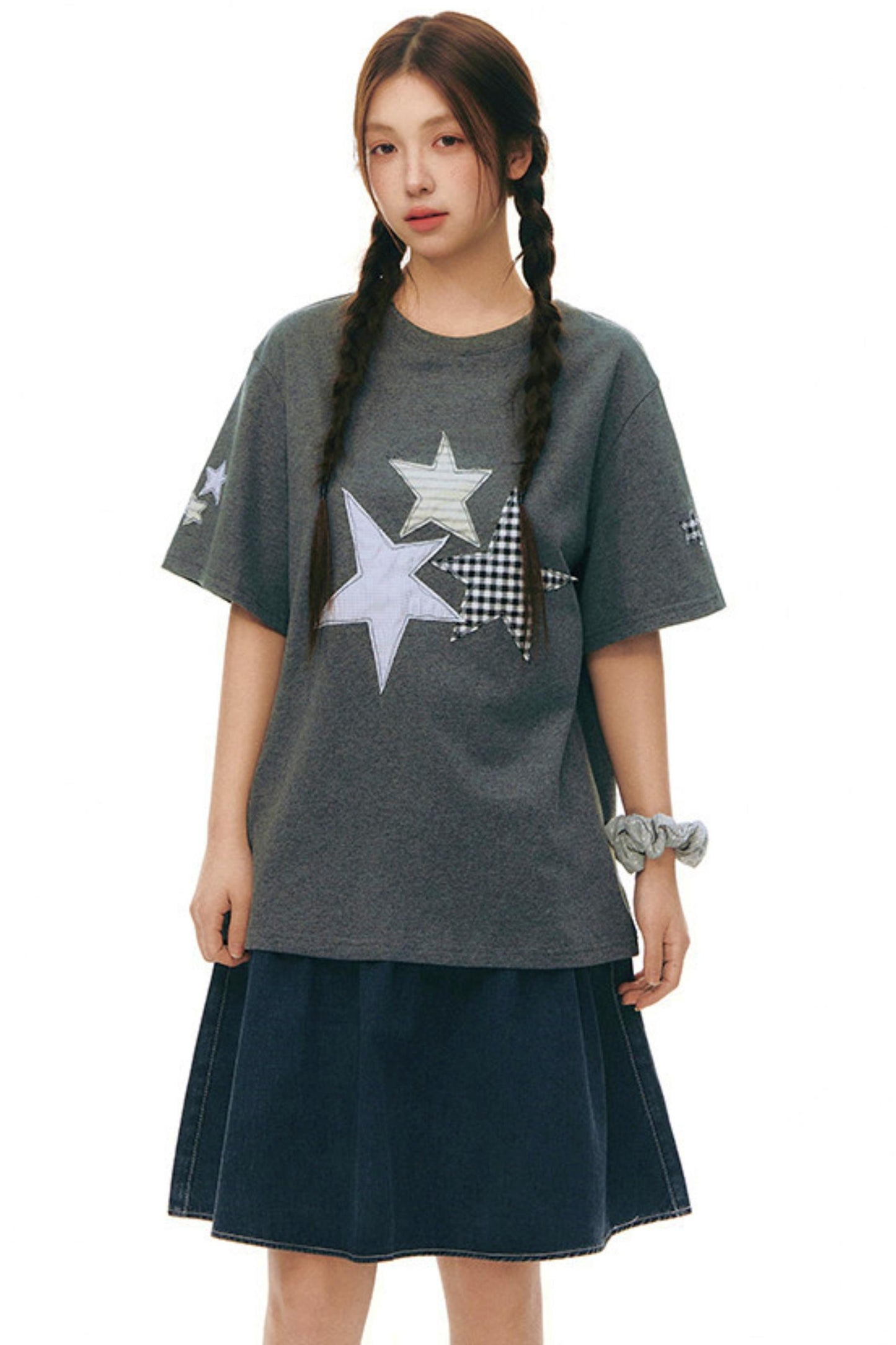 星星貼布寬鬆Y2K上衣
