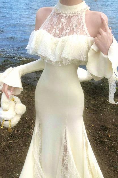 French Lace Waist Slimming Dress + Soft White Longline Croque