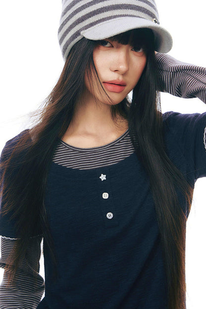 コントラストカラーレイヤートップス