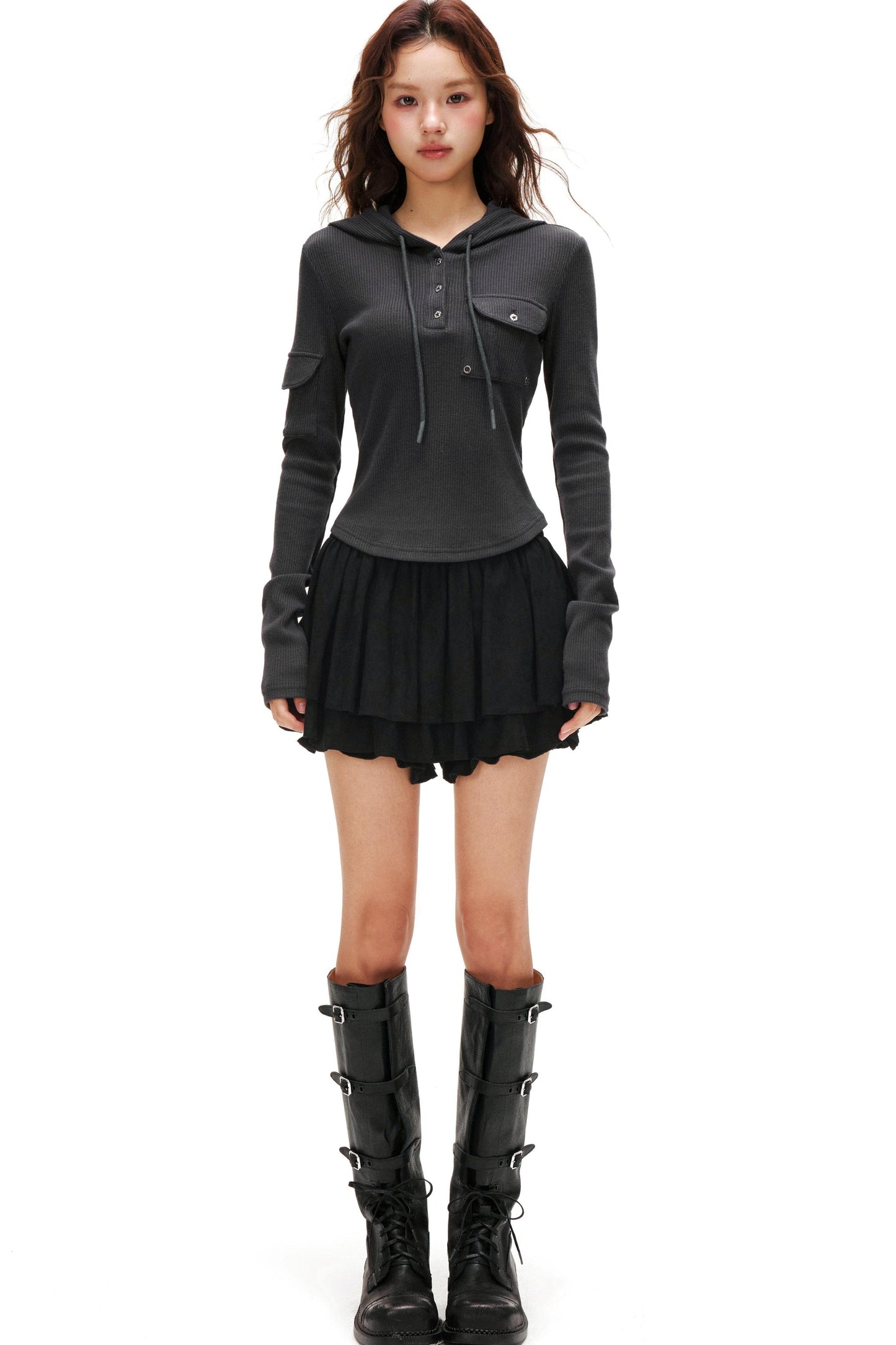 スエードラッフルドスカート