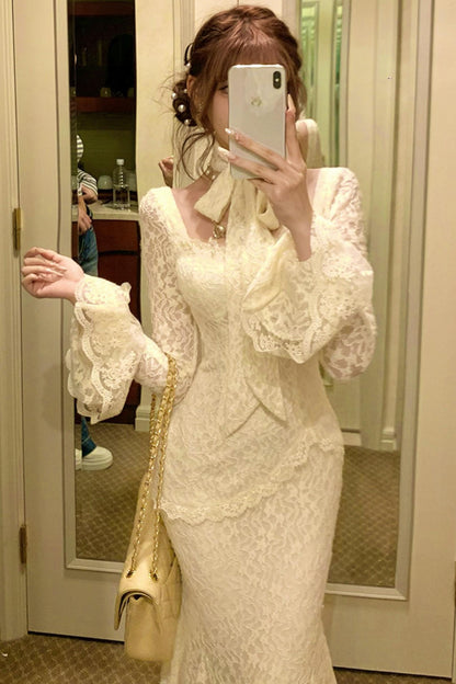 フレンチスタイルレースマーメイドドレス