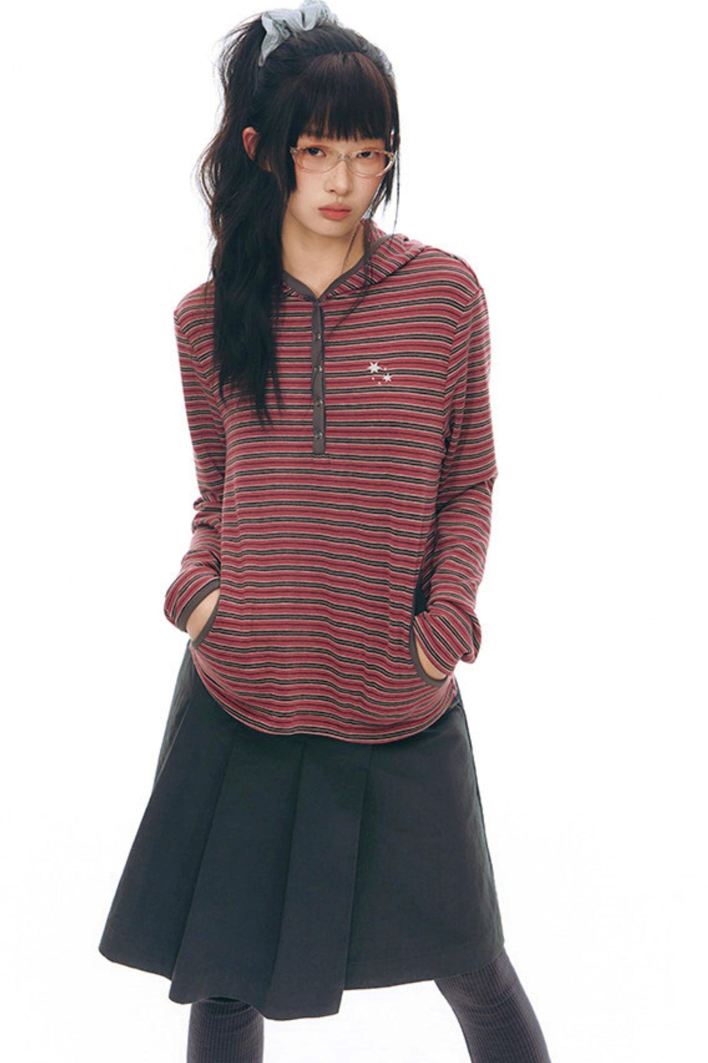 プリーティッドエーラインミディスカート