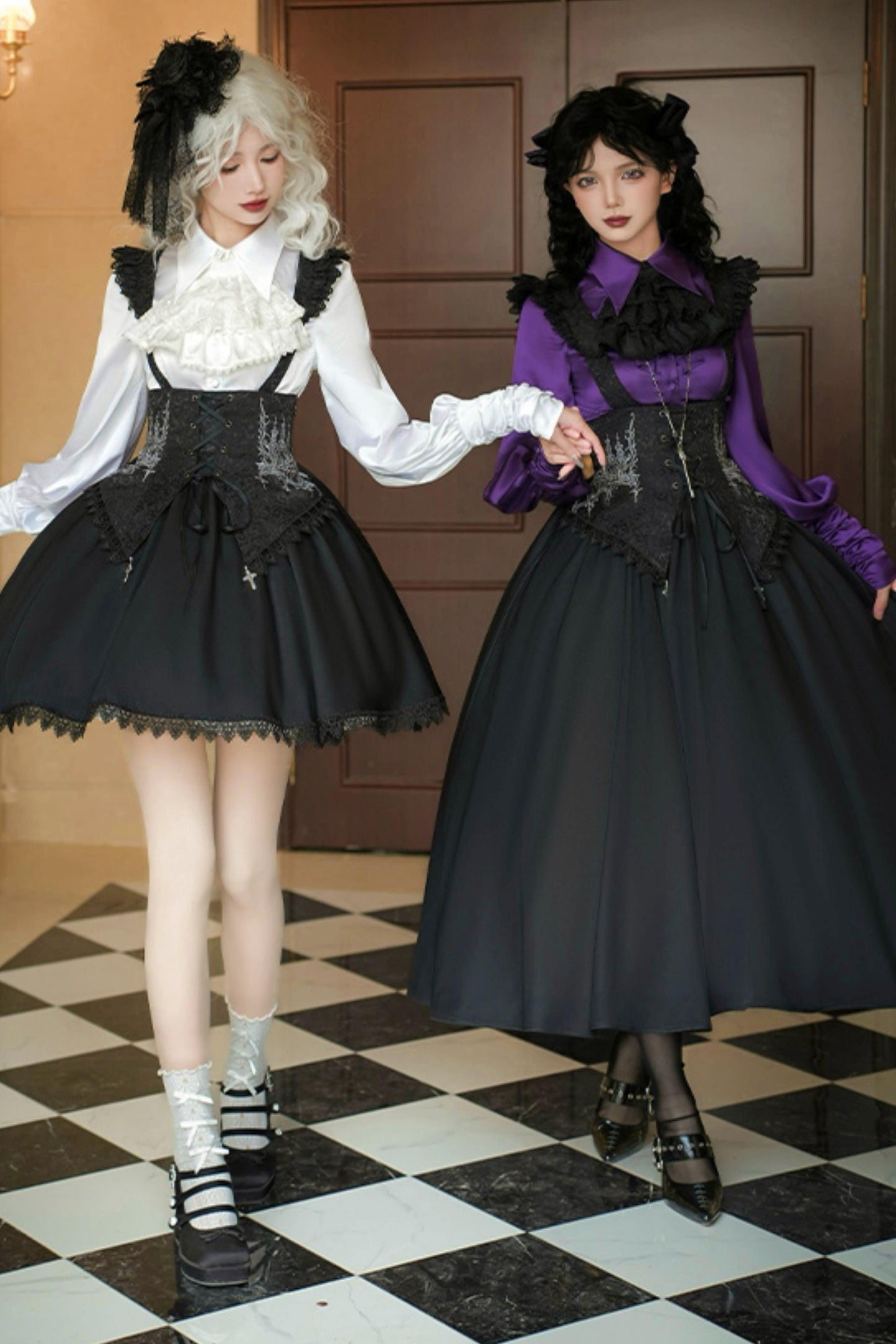 Conjunto de vestido y camisa con sujetador de muelles góticos