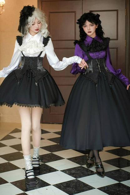 Conjunto de vestido y camisa con sujetador de muelles góticos