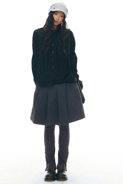 ドールカラープリーツコットンブラウス