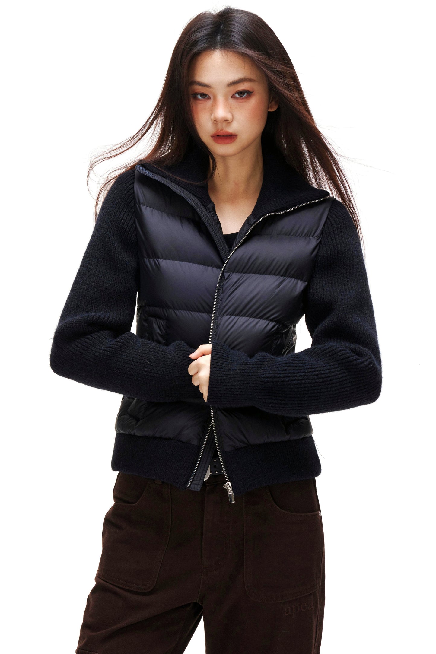 Ribbed Patchwork Down Jacket