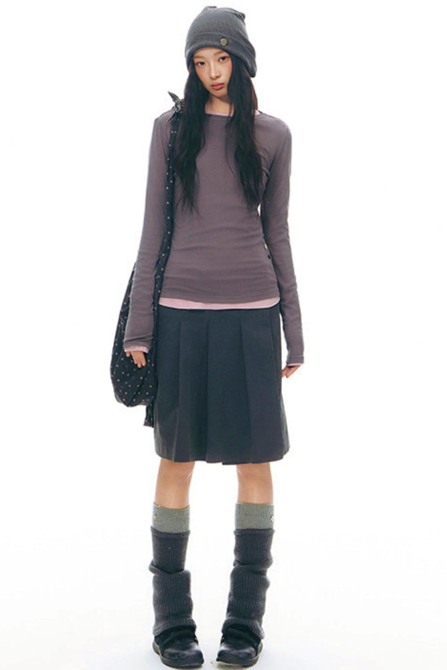 Y2Kボタンレイヤードトップス