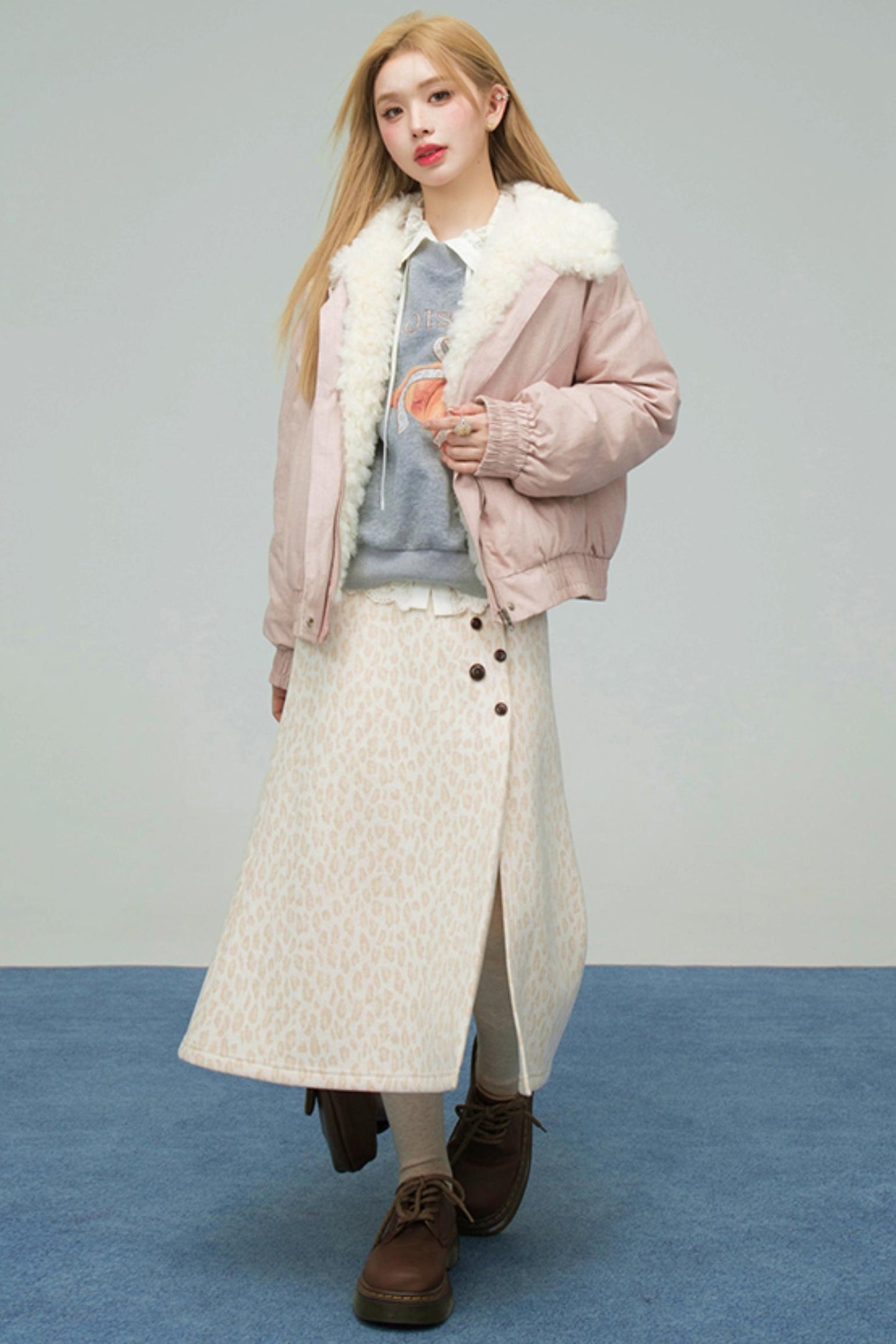 レオパードスウィートハートニットスカート