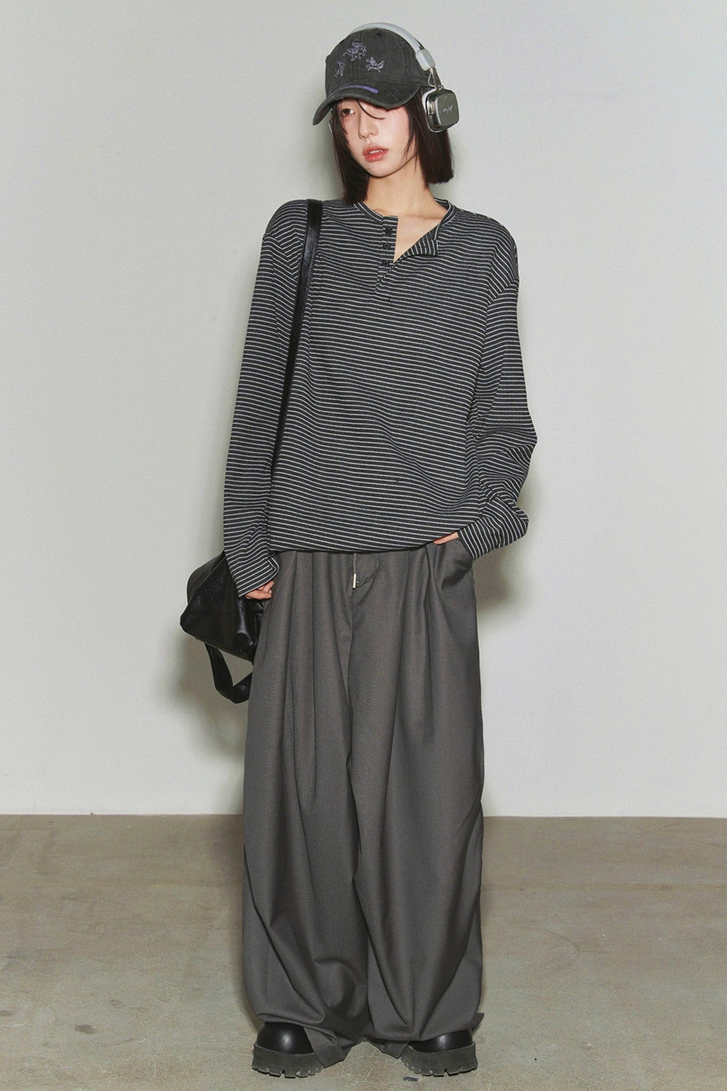 重力高腰阔腿裤