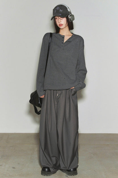 重力高腰阔腿裤