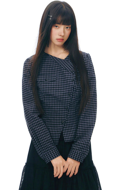 Y2Kリトルチェックドシャツ+スカート