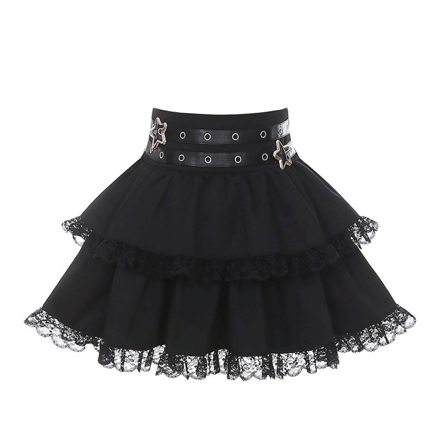 Lace-Up Dark Kawaii T-Shirt + Skirt + Bag + Hair Accessories
