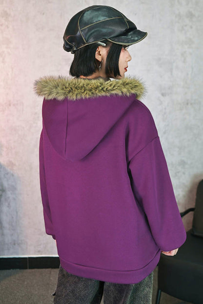 グラフィティファーカラーフーデッドフリースジャケット