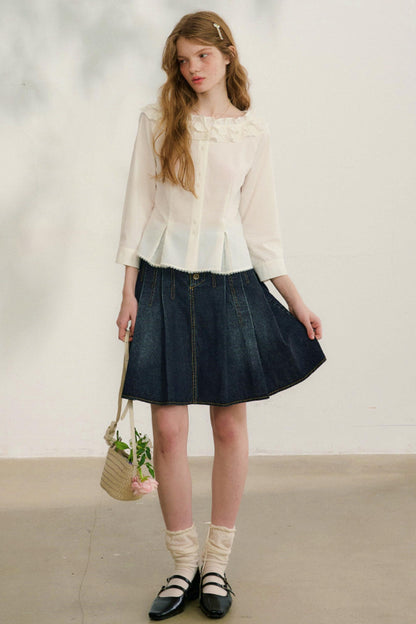 러브 프릴 레이스 블라우스