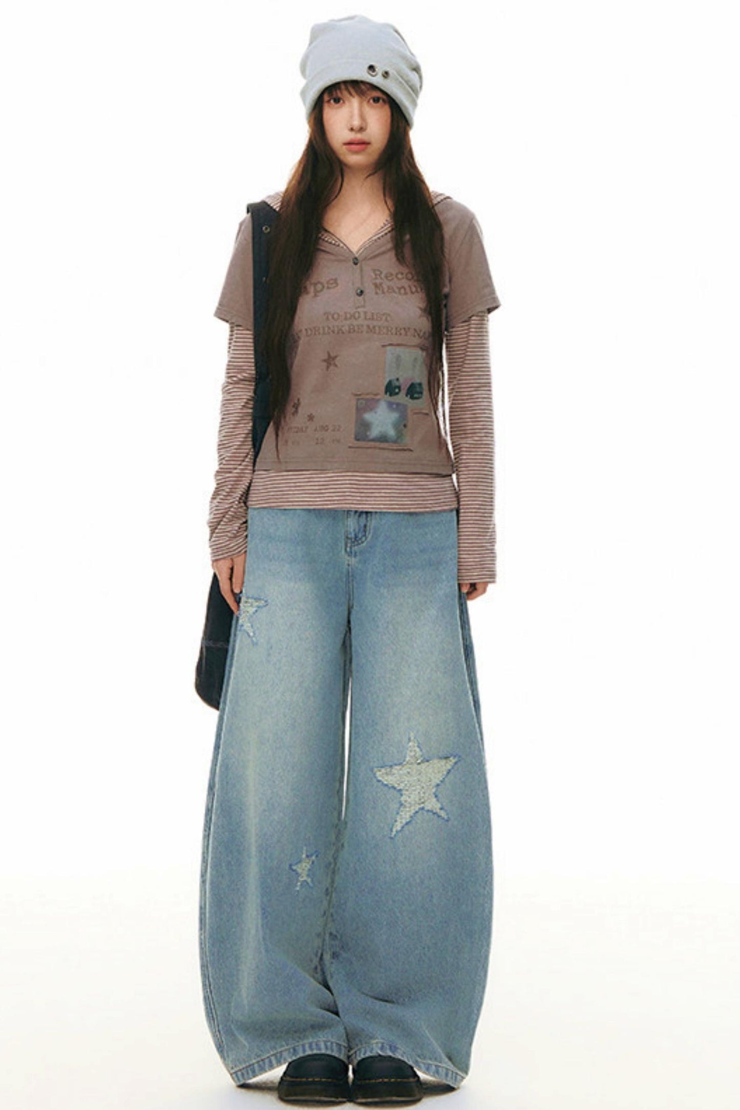 Star Wide Leg Denim Pants