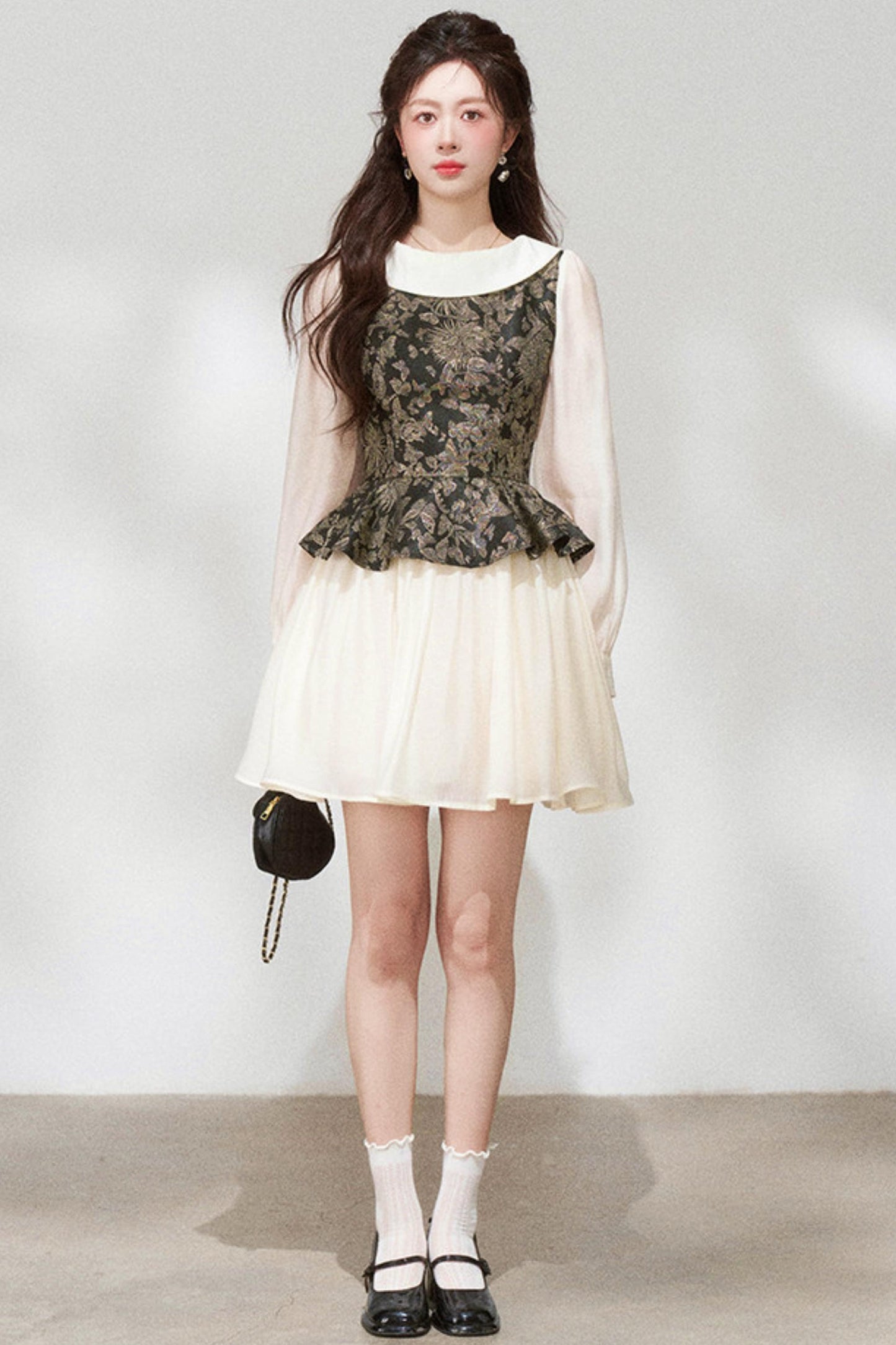 Retro French Style Long Sleeve Dress