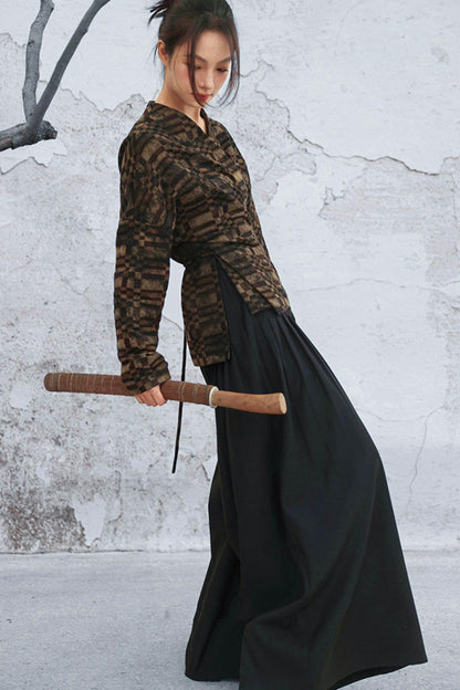 ダークモードワイドレッグパンツ