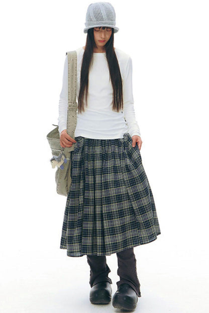 チェックレトロミディスカート