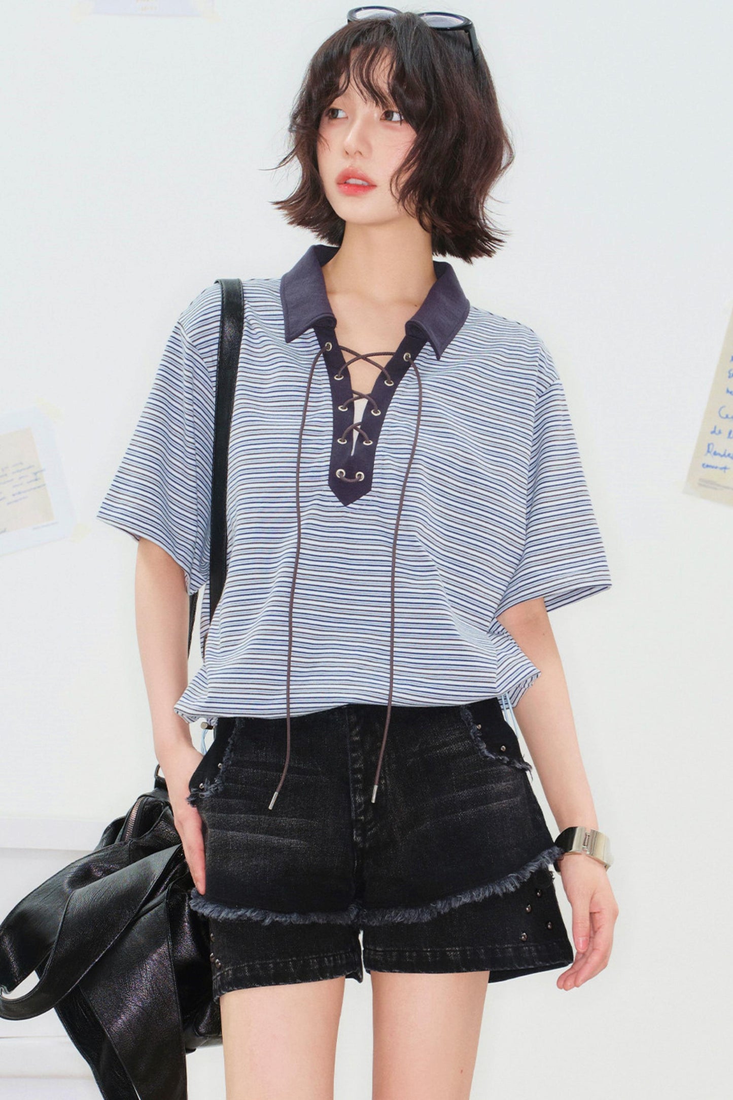 Top polo corto a righe