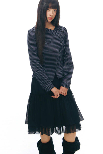 Y2Kリトルチェックドシャツ+スカート