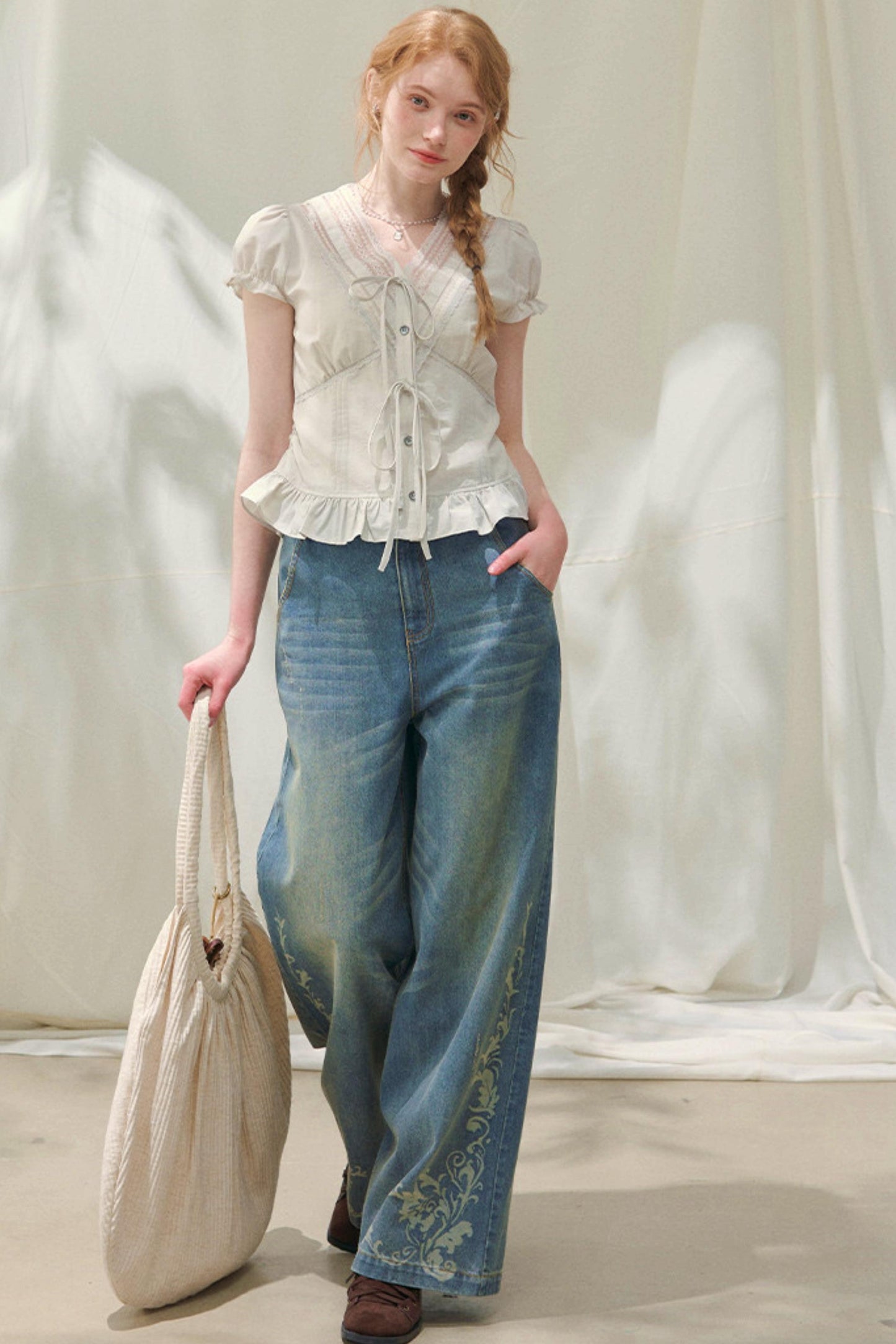 Laser Embossed Vintage Jeans