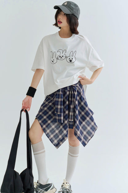 T-shirt doux à imprimé cordon