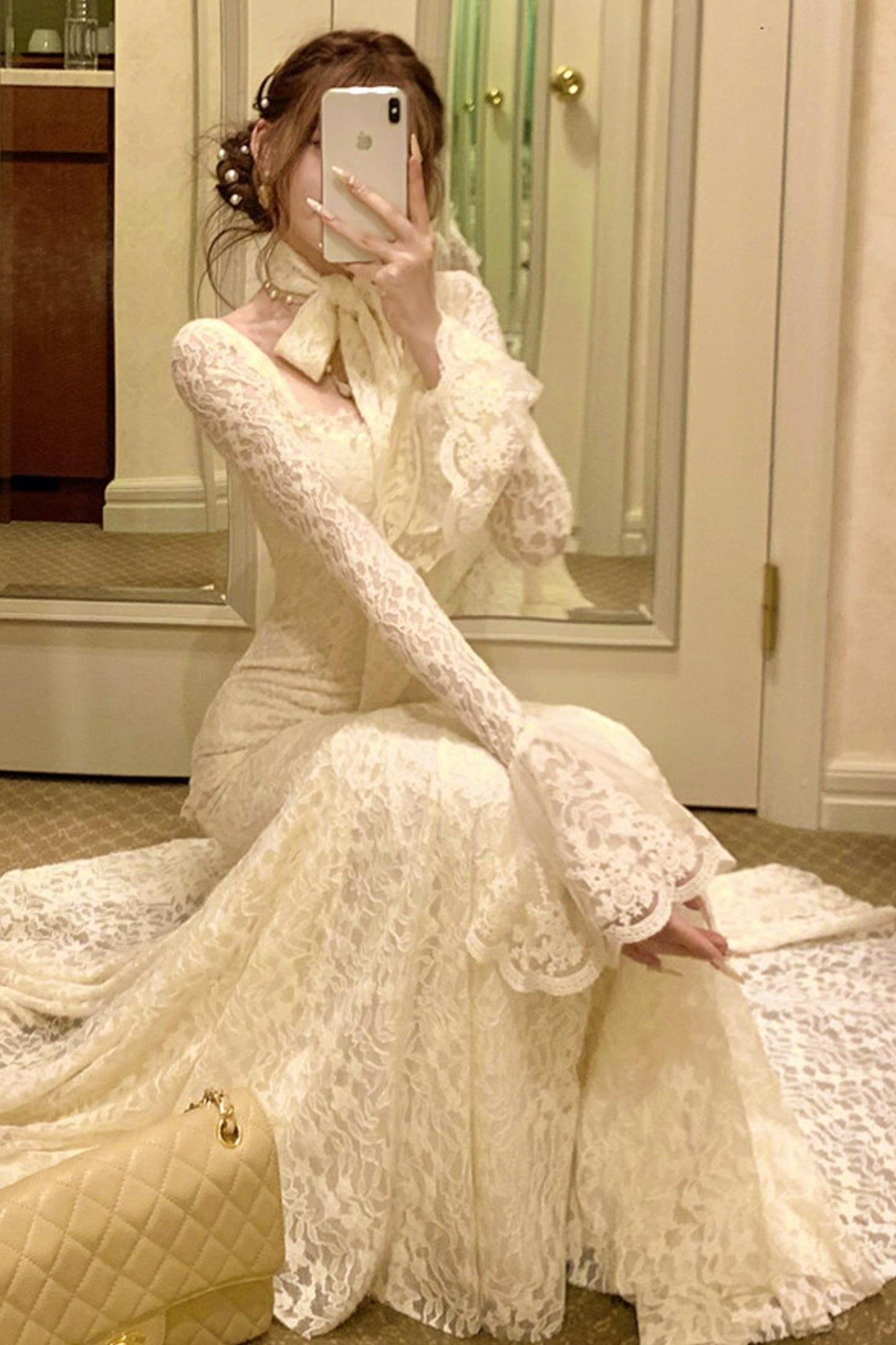 フレンチスタイルレースマーメイドドレス