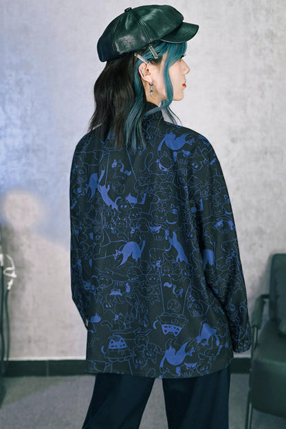 Stellar Meow Full Print Blouse