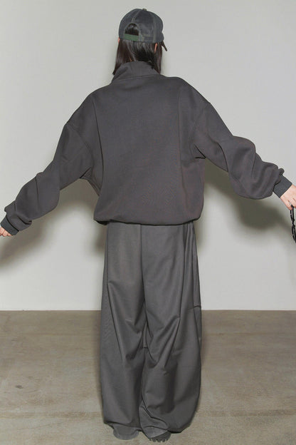 重力高腰阔腿裤