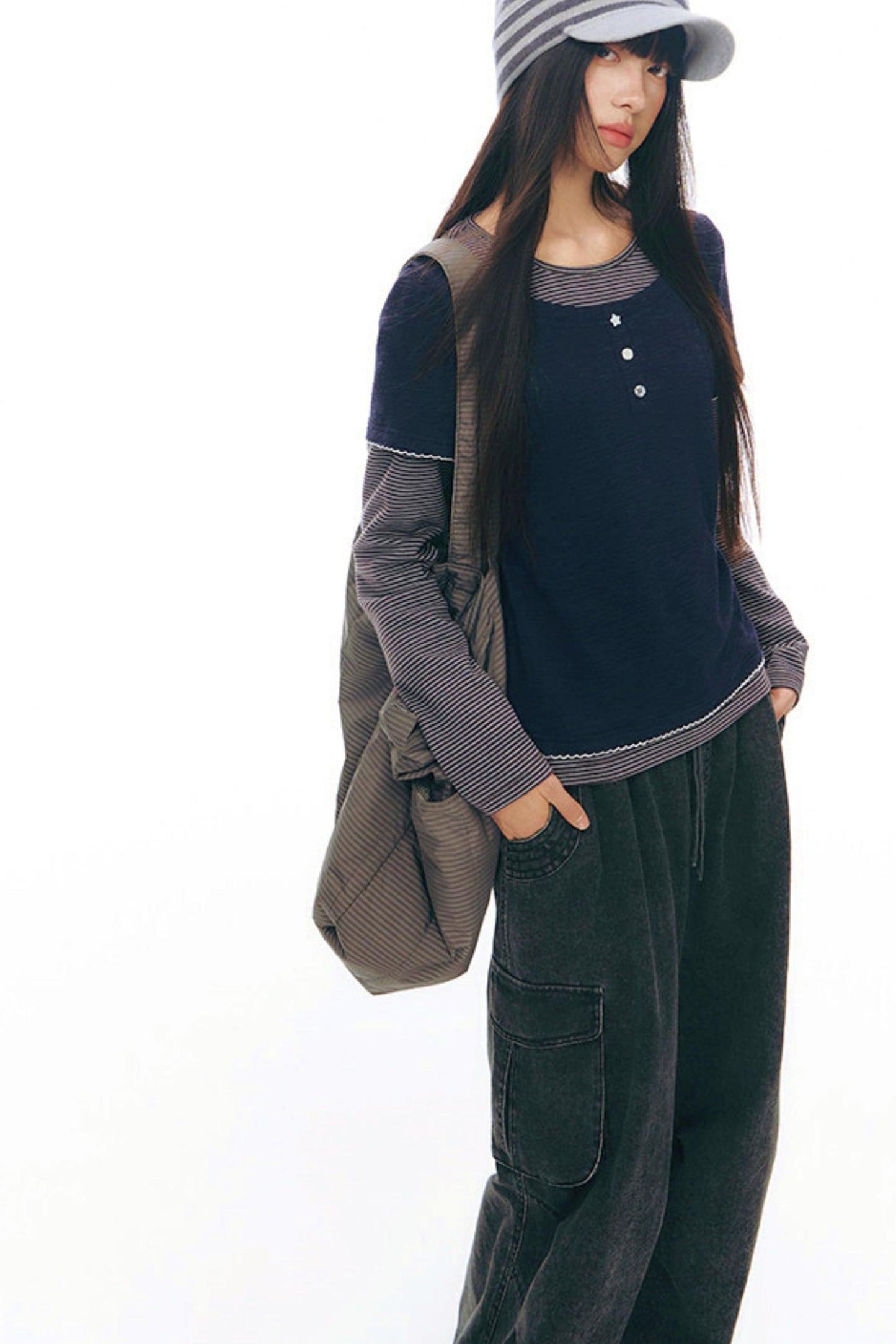 コントラストカラーレイヤートップス