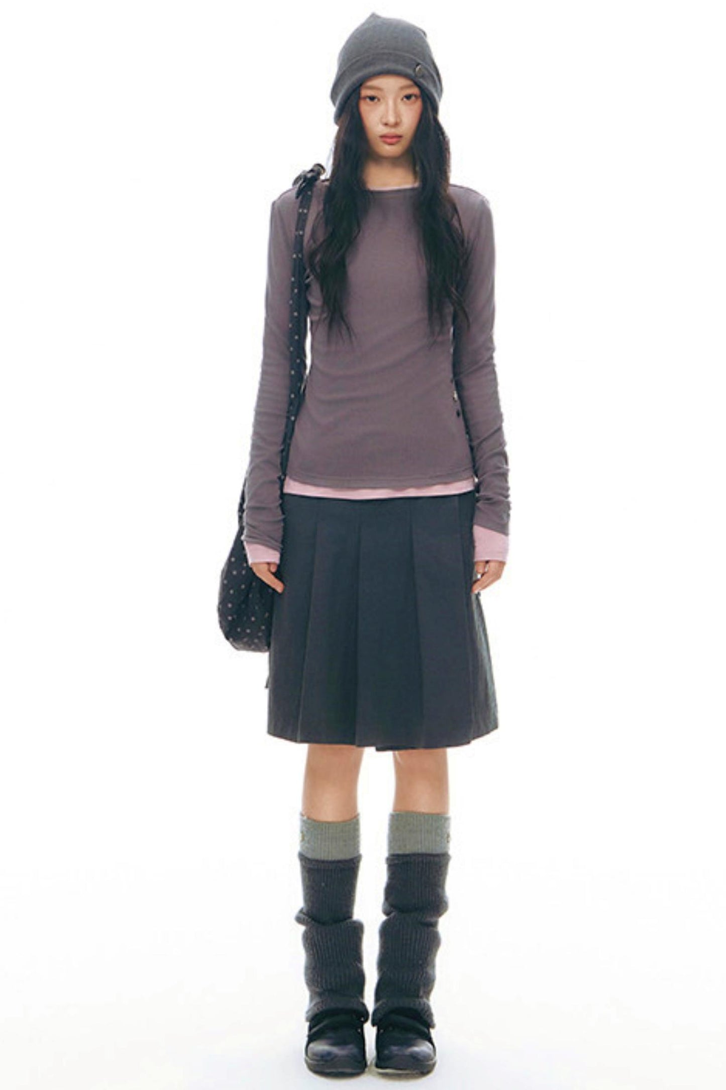 Y2Kボタンレイヤードトップス