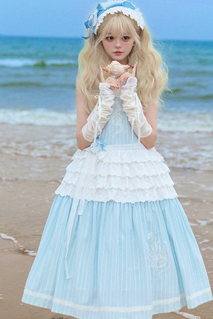 Blue Marine Fairy Lace Lolita Dress + Top + Skirt