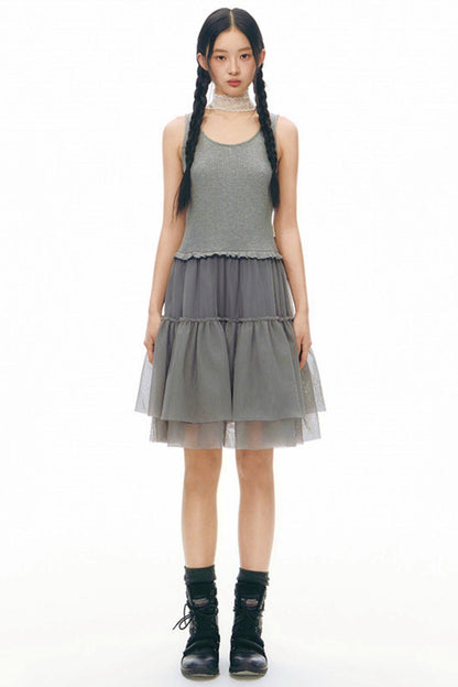 Robe chasuble en tulle Y2K