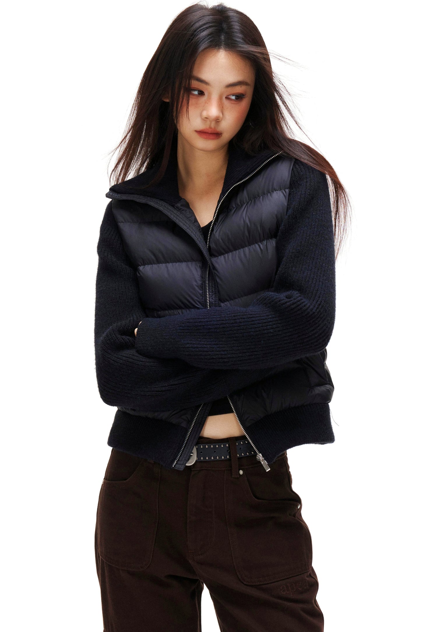 Ribbed Patchwork Down Jacket