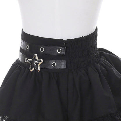 Lace-Up Dark Kawaii T-Shirt + Skirt + Bag + Hair Accessories
