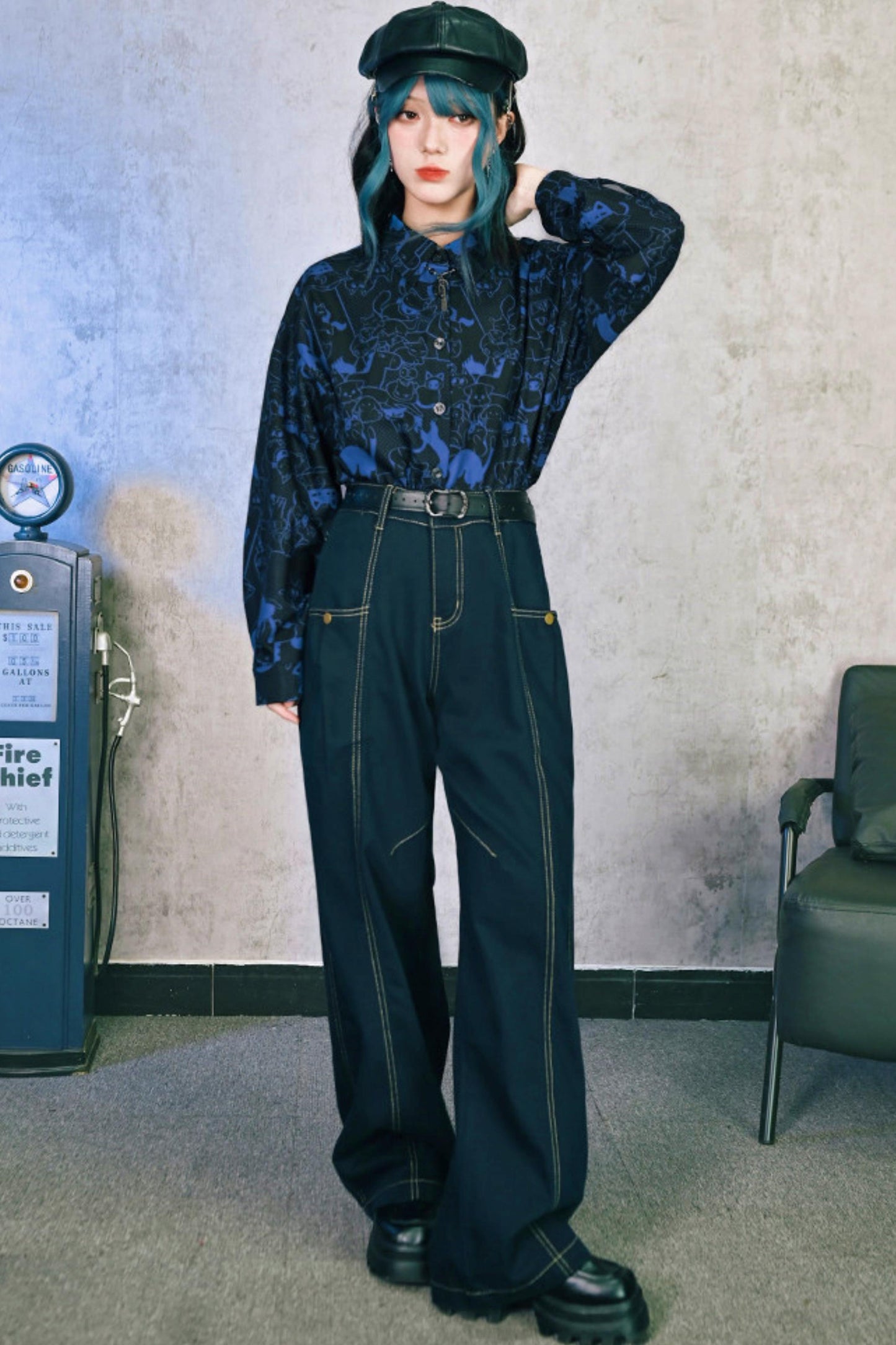 Stellar Meow Full Print Blouse