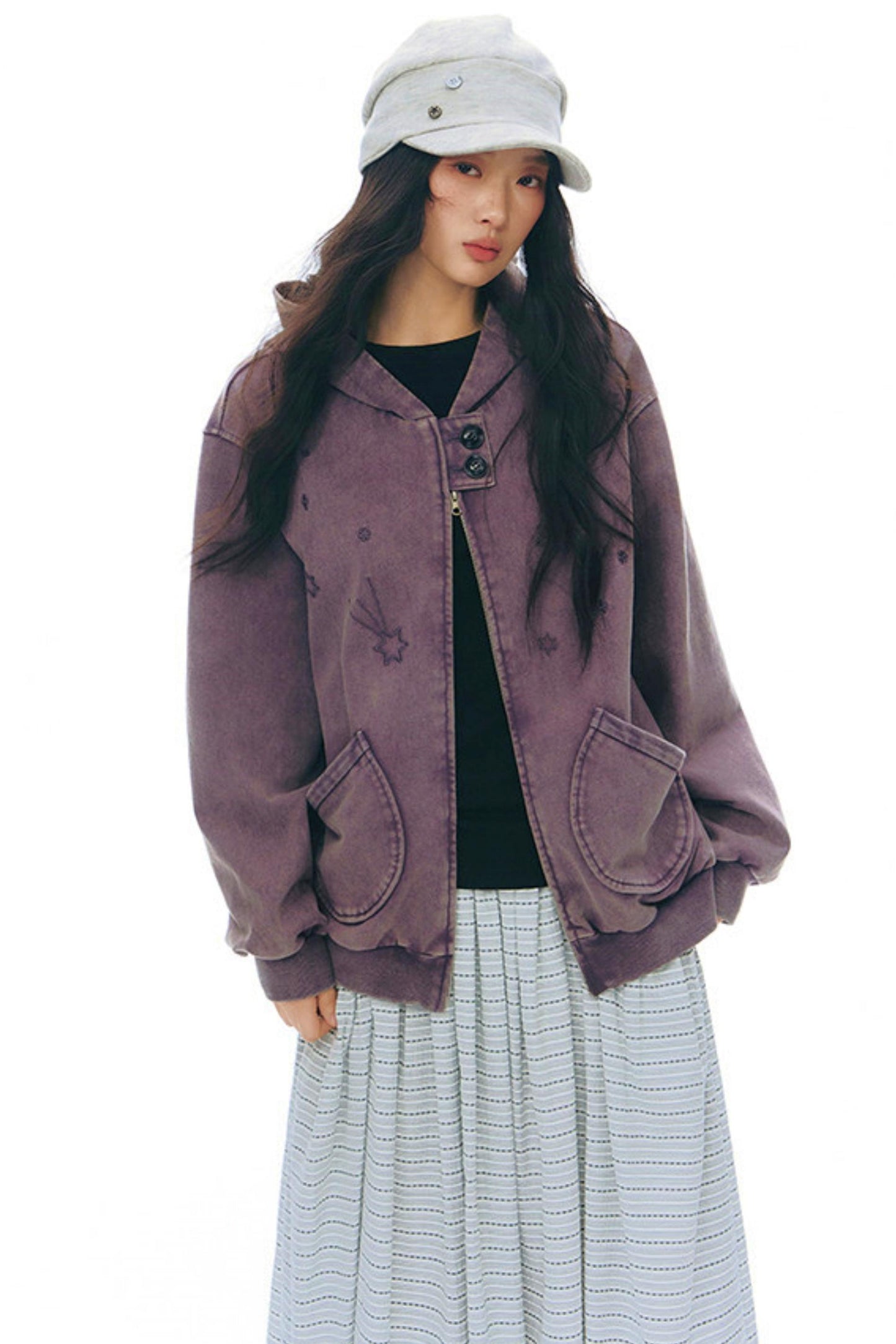 Y2Kボタンレイヤードトップス