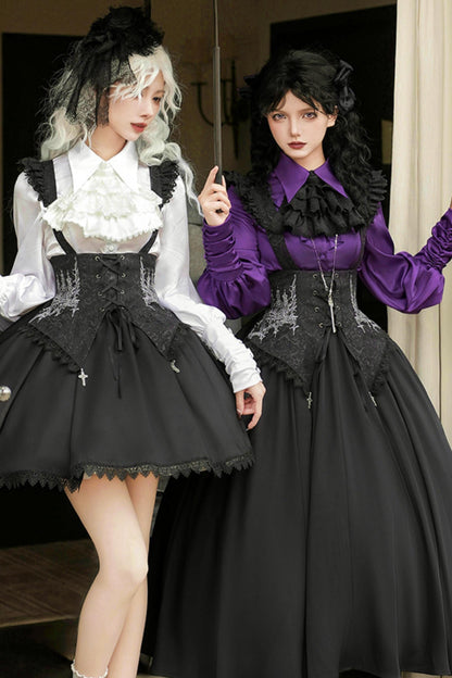 Conjunto de vestido y camisa con sujetador de muelles góticos