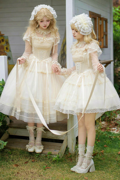 Weißes Korsett-Prinzessin-Lolita-Kleid + Outerwear + Accessoires