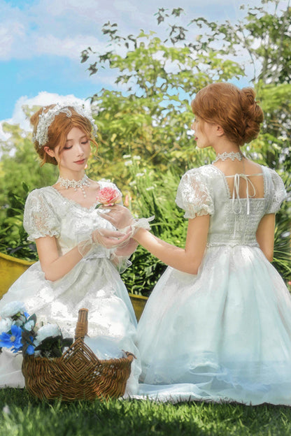 ホワイティトップス＋ストラップロリータドレス＋ヘアアクセサリー