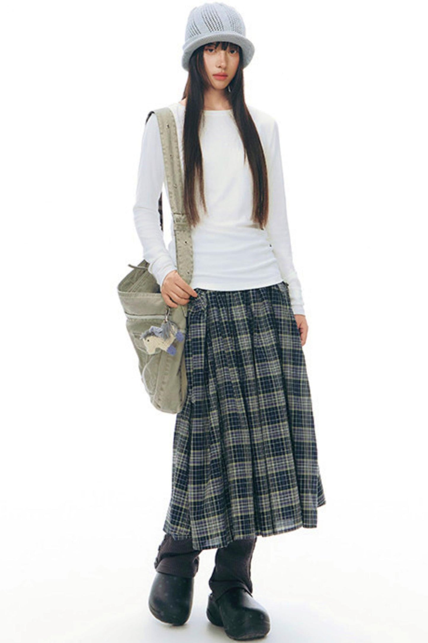 チェックレトロミディスカート