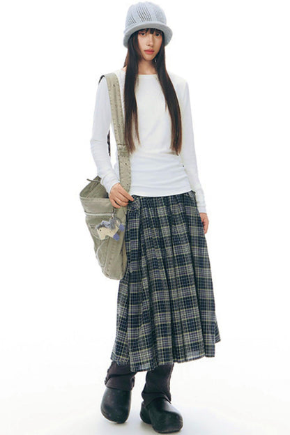 チェックレトロミディスカート