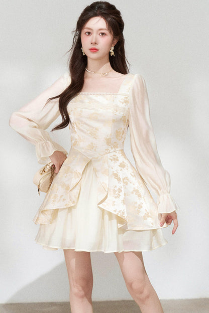 French Jacquard A-Line Dress