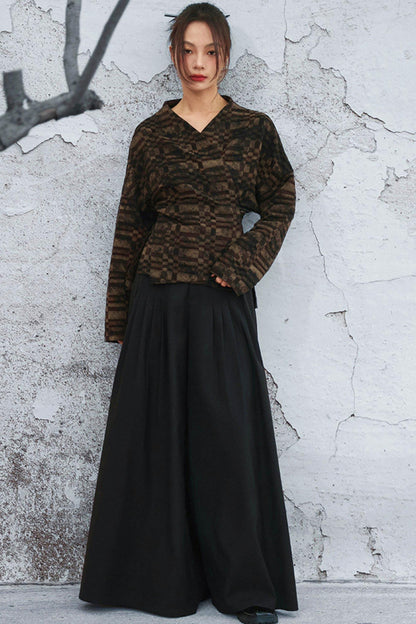 ダークモードワイドレッグパンツ